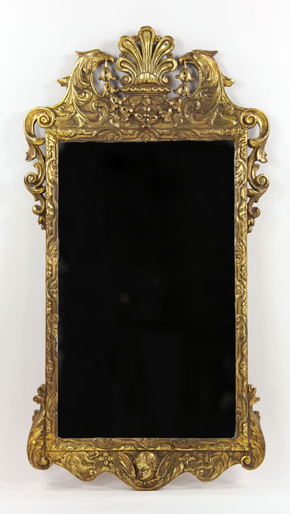 Appraisal: - English Carved Gilt Wood Mirror English mirror carved and