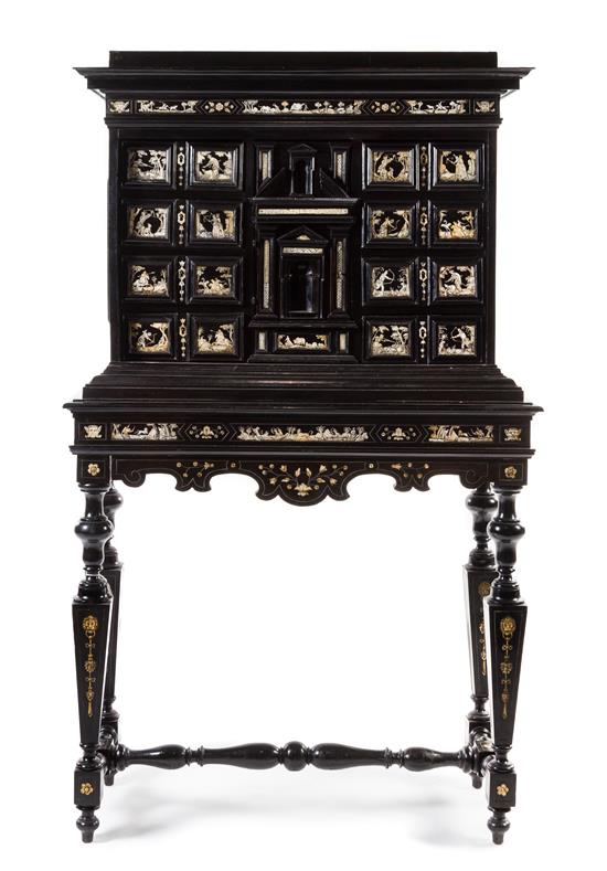 Appraisal: Sale Lot An Italian Inlaid Ebonized Cabinet on Stand th