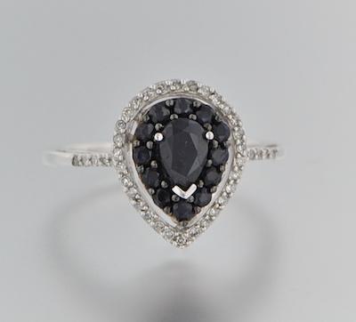 Appraisal: A Ladies' Diamond and Sapphire Ring k white gold ring