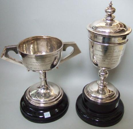 Appraisal: A silver lidded trophy cup presentation inscribed and with a