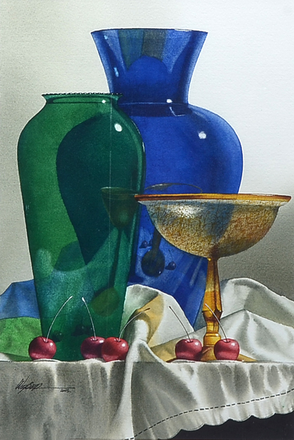 Appraisal: WEBER Michael American ''Glass with Cherries'' Watercolor sight size is