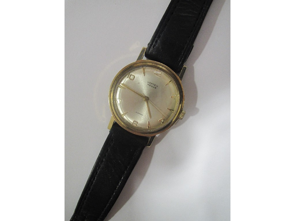 Appraisal: Gents 's ct gold Vertex Revue wrist watch with silver