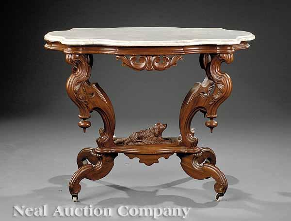 Appraisal: An American Rococo Carved Walnut Center Table th c probably