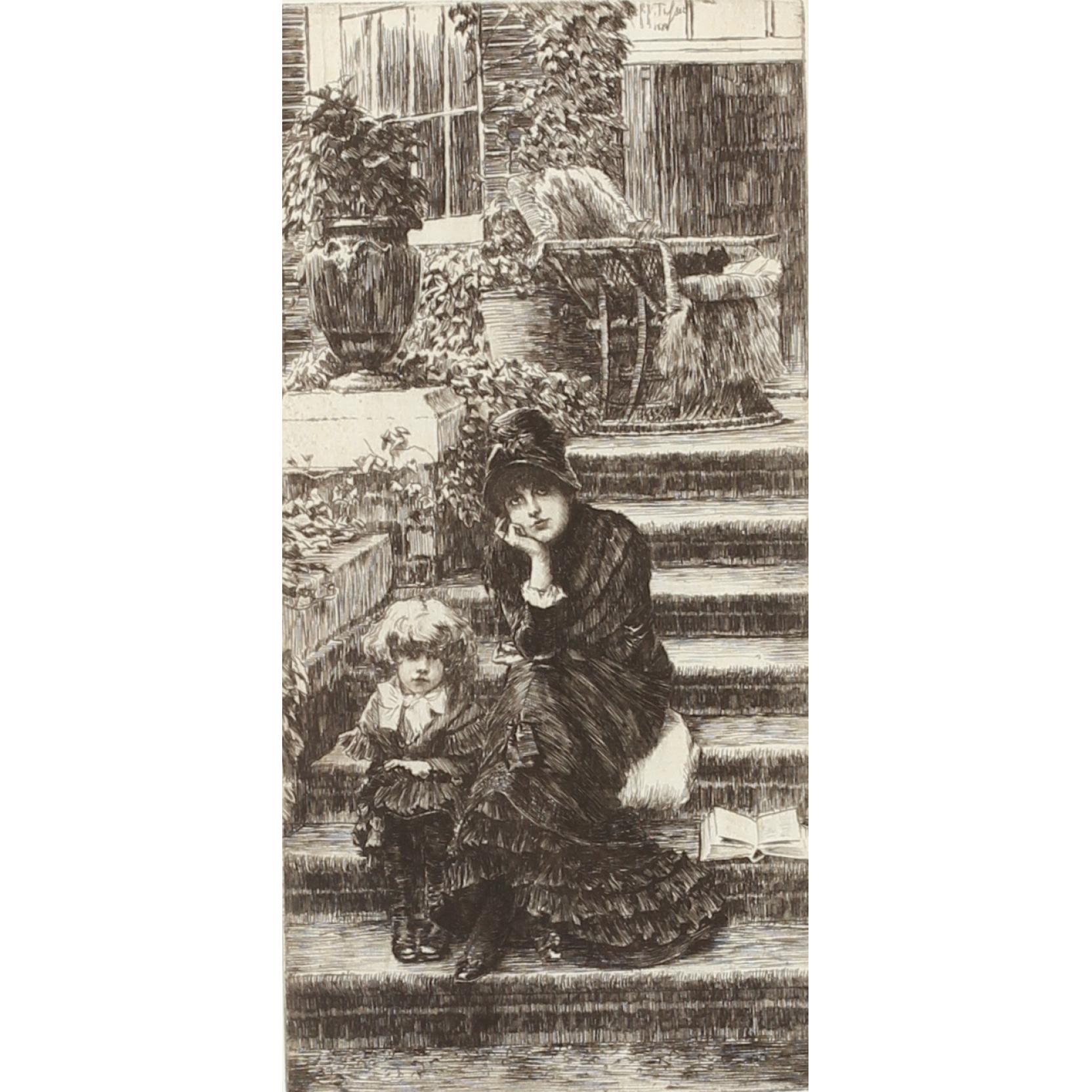 Appraisal: James Tissot Fr Br - Reverie etching signed in pencil