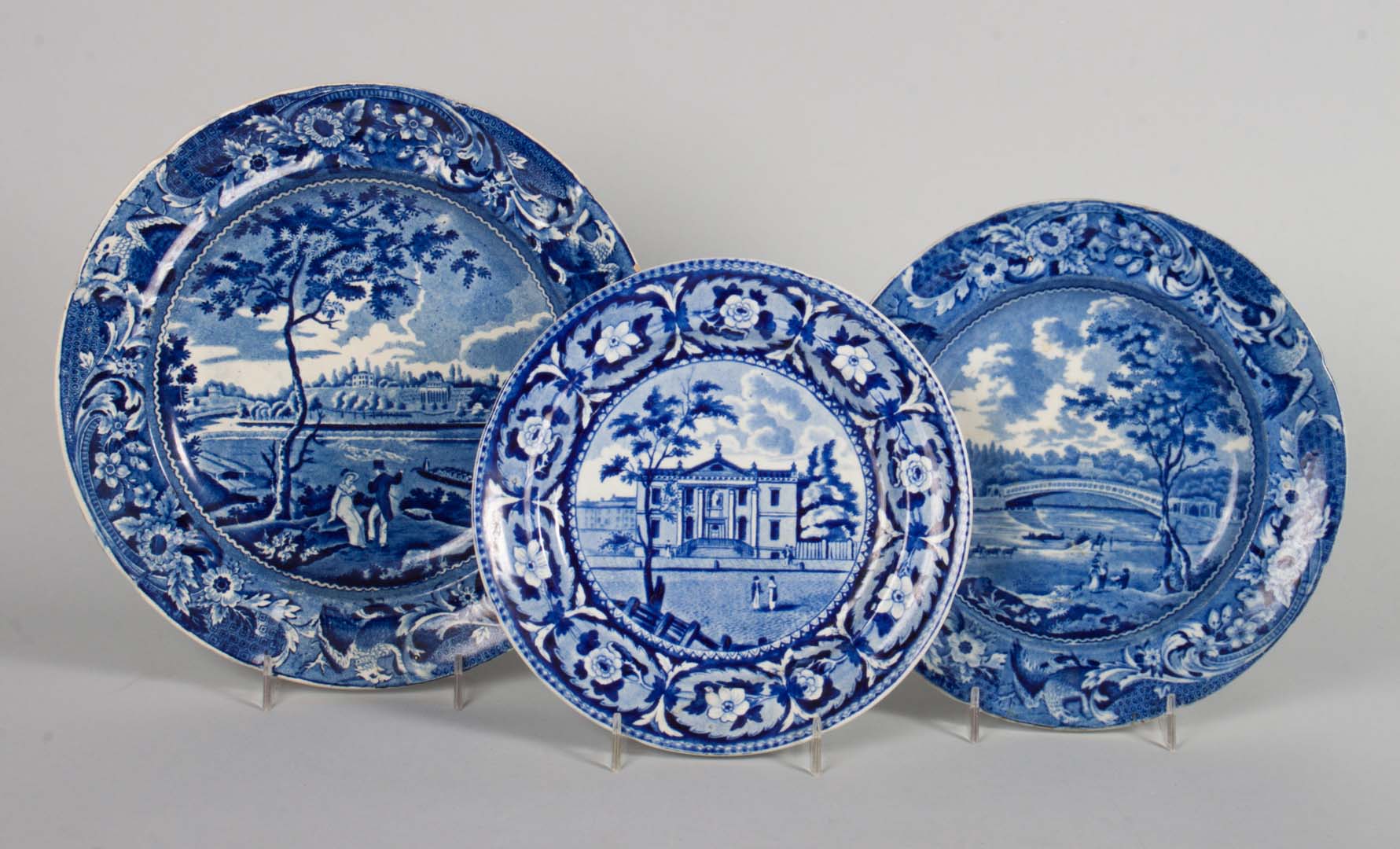 Appraisal: mThree Staffordshire blue transferware plates first quarter- th century including