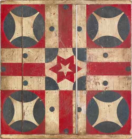 Appraisal: Painted pine Parcheesi game board th c x