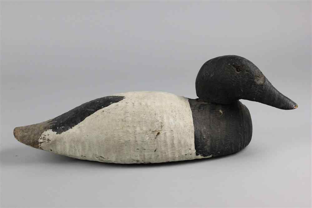 Appraisal: CARVED WOOD DECOY OF A LESSER SCAUP naturalistically carved and