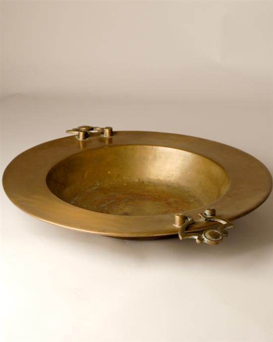 Appraisal: An th- th C Brass Alms Bowl with bail handles