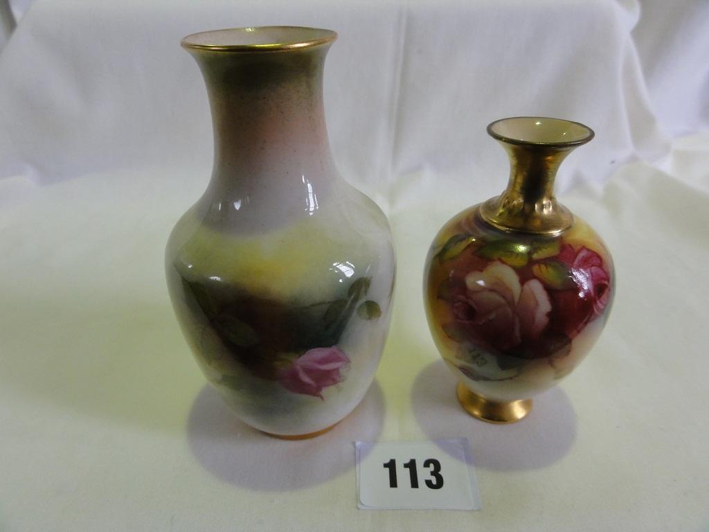 Appraisal: A small Royal Worcester vase with painted pink and red