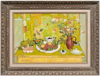 Appraisal: Andre Vignoles painting French - Nature morte au pichet brun