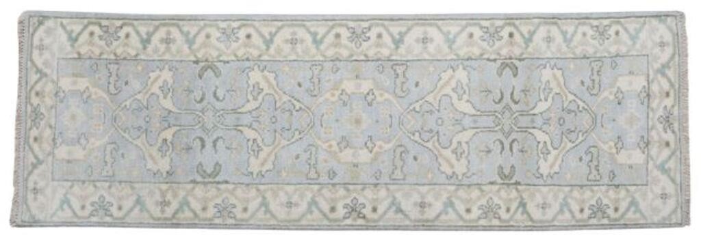 Appraisal: HAND-TIED OUSHAK RUNNER INDIA ' X ' Hand-tied Oushak runner