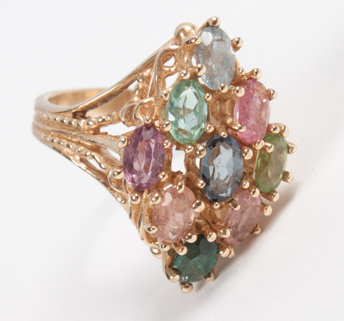 Appraisal: Lady's K gold colored stones cocktail ring colored stones form