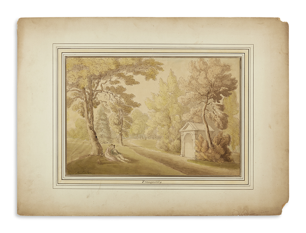 Appraisal: ROWLANDSON THOMAS Tranquility Watercolor and pen-and-ink on paper signed and