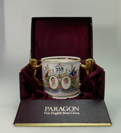 Appraisal: Paragon two handled commemorative loving cup commemorating the Royal wedding