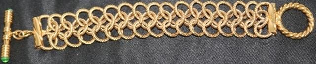 Appraisal: KT YELLOW GOLD TESTED FASHION BRACELET WITHINTERLOCKED ROUND LINKS CLASP