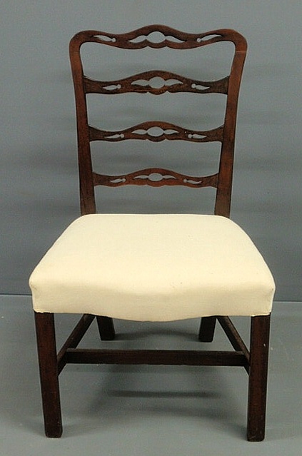 Appraisal: Philadelphia Chippendale style mahogany ribbon-back side chair with an upholstered