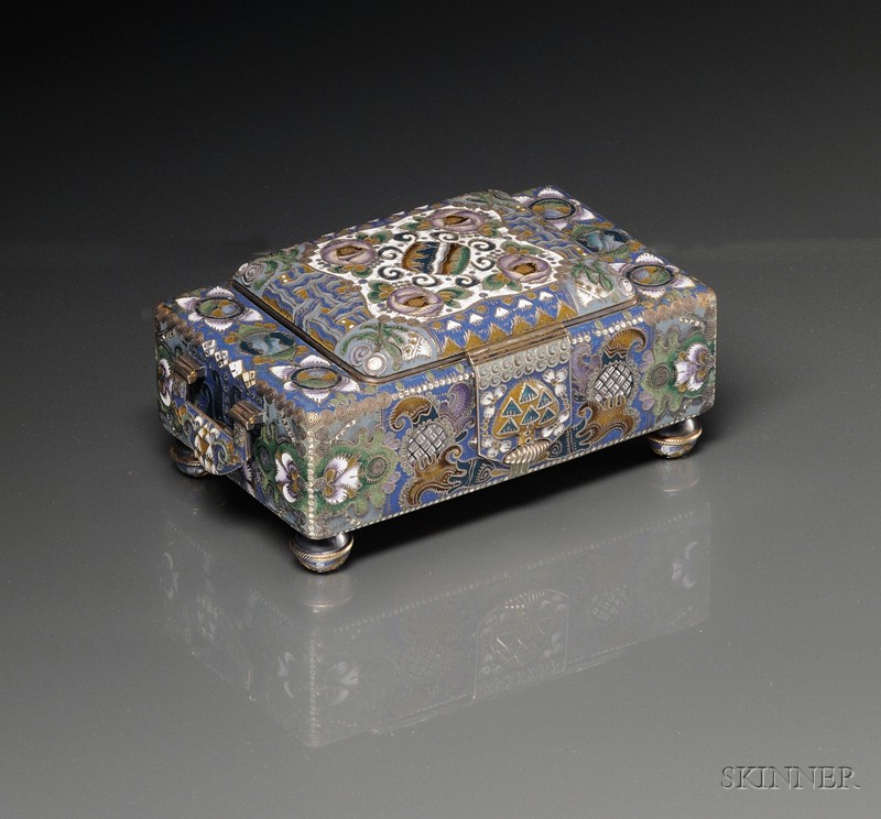 Appraisal: Silver Gilt and Cloisonne Enamel Box Faberge Feodor Ruckert in