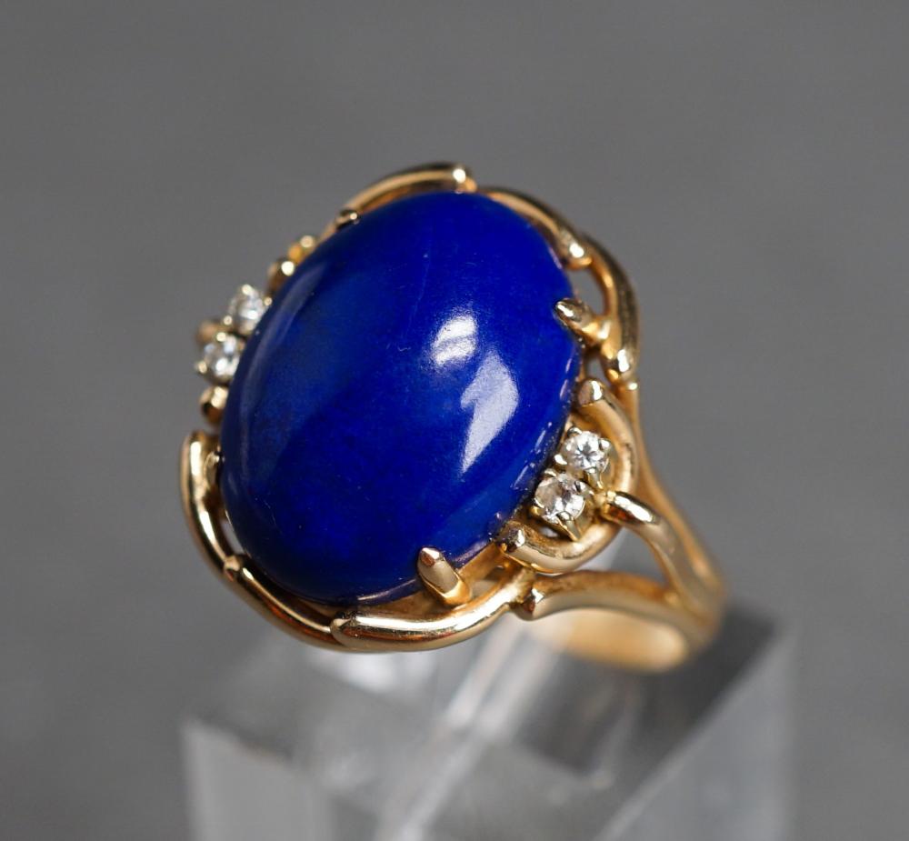 Appraisal: -KARAT YELLOW-GOLD LAPIS LAZULI AND DIAMOND RING GROSS DWT SIZE