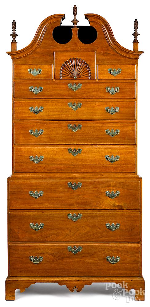 Appraisal: New England Chippendale walnut chest on chest New England Chippendale