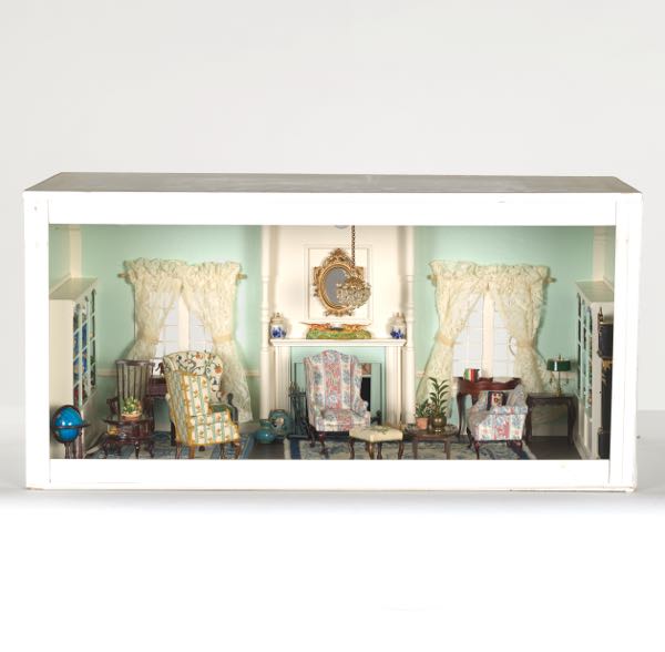 Appraisal: VINTAGE DOLL HOUSE FORMAL LIVING ROOM SHADOW BOX x x