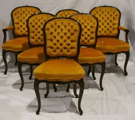 Appraisal: A set of six Louis XV style stained beech dining