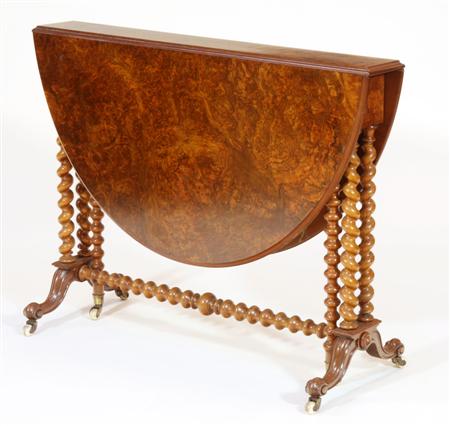 Appraisal: A Victorian burr walnut Sutherland table By John Taylor Son