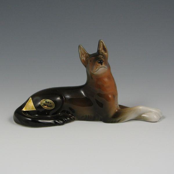 Appraisal: Royal Dux German Shepherd figurine with labels Fully marked on