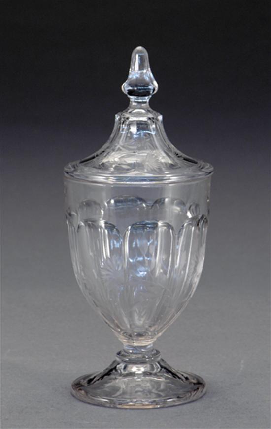 Appraisal: Etched crystal covered sweetmeat urn circa floral and vine design