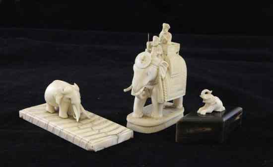 Appraisal: Three Indian ivory figures of elephants late th early th