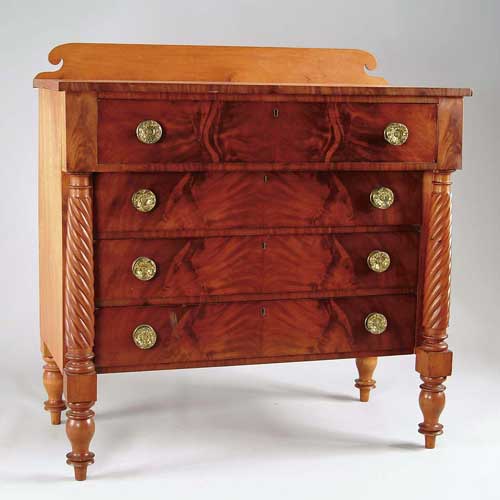 Appraisal: FEDERAL STATE OF MAINE MAPLE AND MAHOGANY FOUR DRAWER CHEST