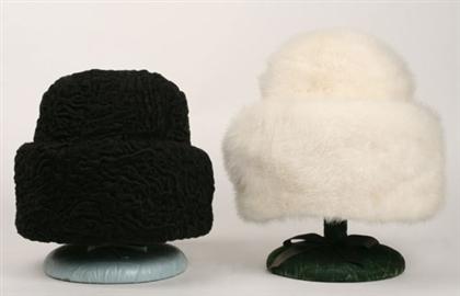 Appraisal: Two Lilly Dache fur hats s One in black Persian