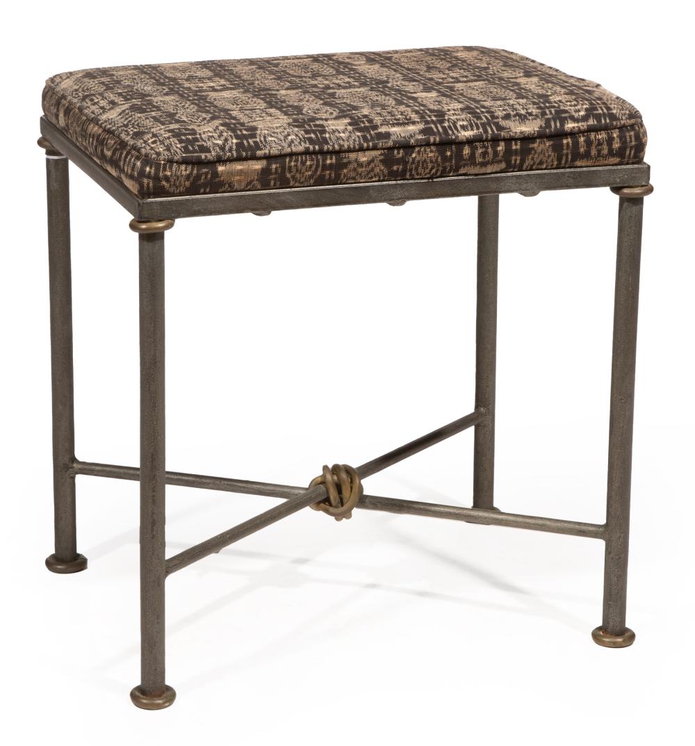 Appraisal: Mario Villa Nicaraguan New Orleans - Patinated Metal Footstool upholstered