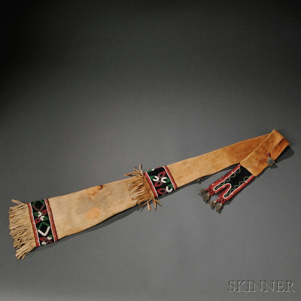 Appraisal: Athabascan Beaded Cloth and Smoked Hide Rifle Scabbard c last