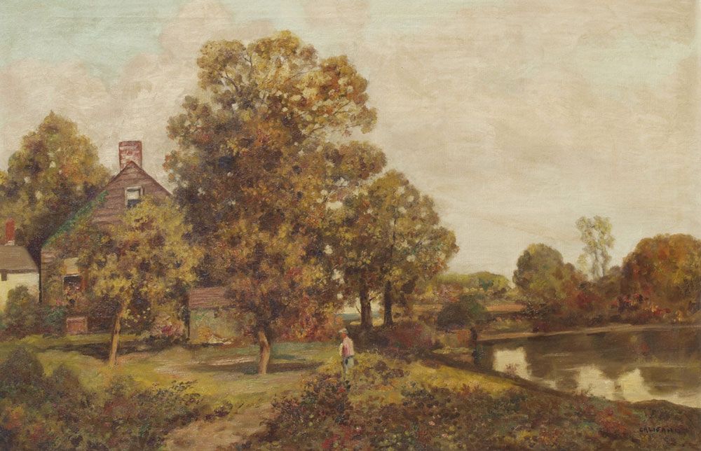 Appraisal: CALIFANO John American - Country Cottage on the River Oil