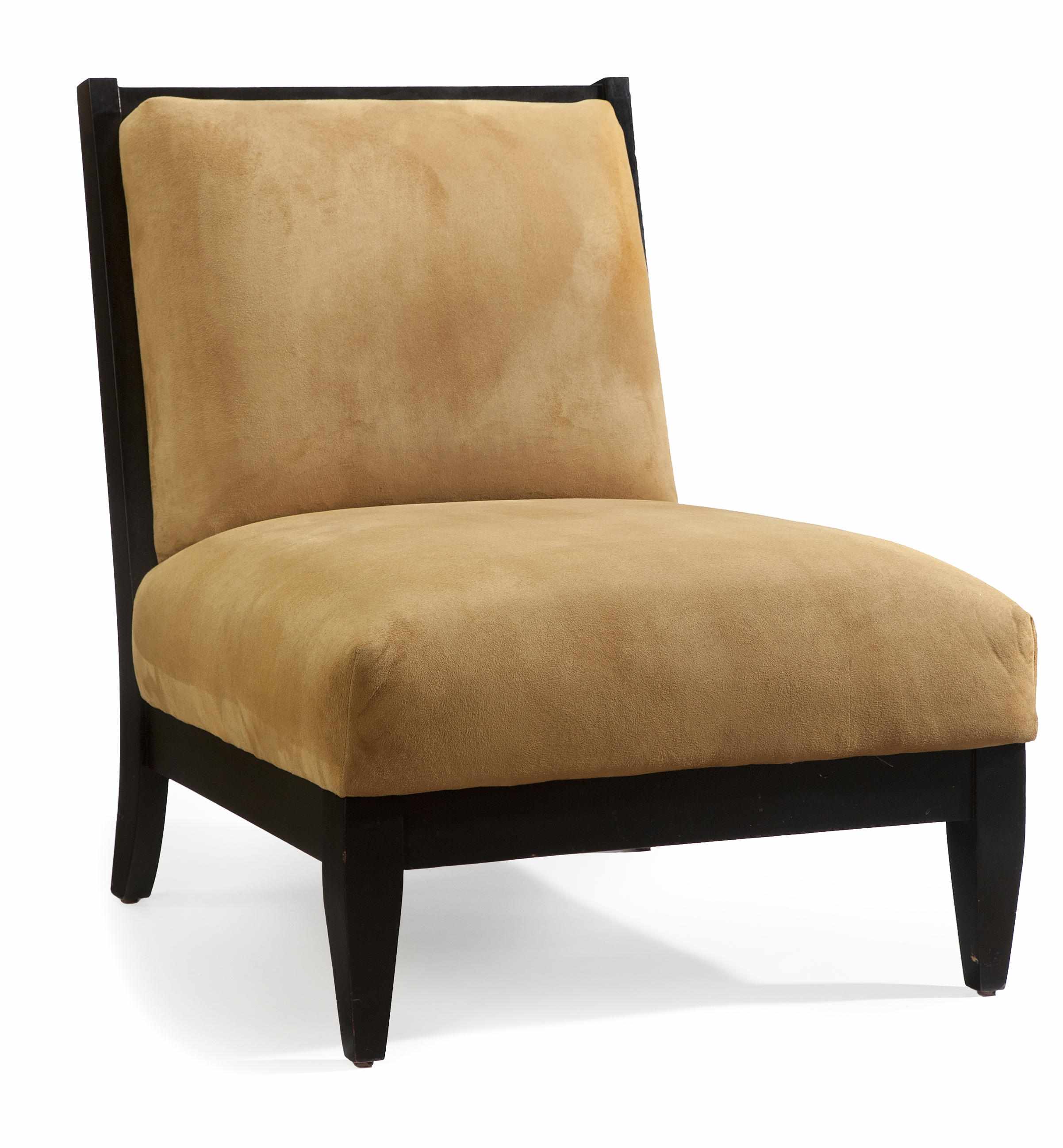 Appraisal: A modern Neoclassical ebonized and suede upholstered side chair height