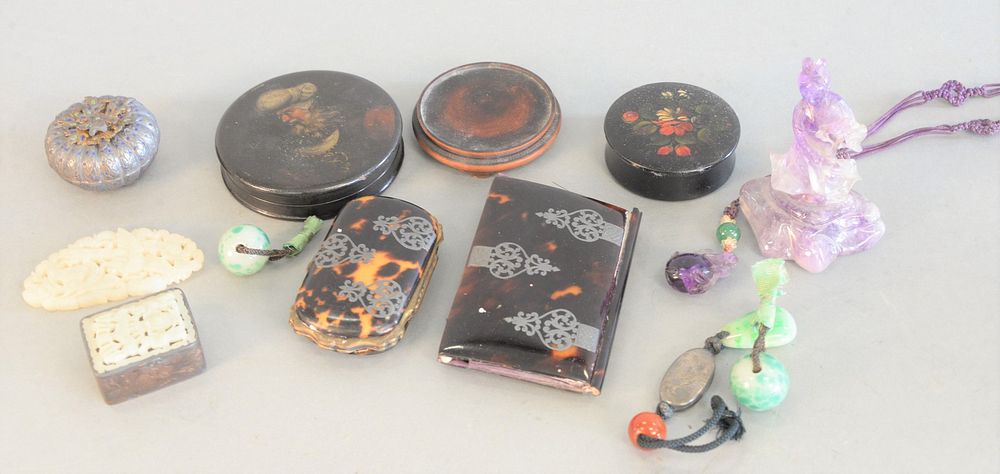 Appraisal: Tray lot of assorted items to include two Tortoise shell