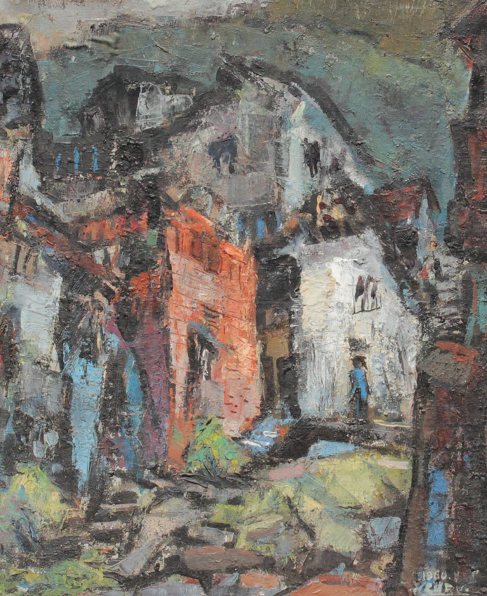 Appraisal: CHEN Yinhui Chinese - ''Street of Tamsui City'' Oil Canvas