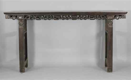 Appraisal: A late th century Chinese hardwood altar table with scroll