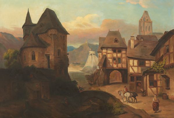 Appraisal: T HILBERT TH CENTURY x Village Oil on canvas mounted