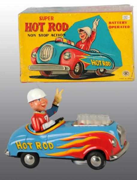 Appraisal: Tin Super Hot Rod Battery-Operated Toy Description Japanese Working Made