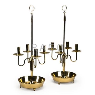 Appraisal: TOMMI PARZINGER DORLYN SILVERSMITHS Pair of brass candelabra USA s