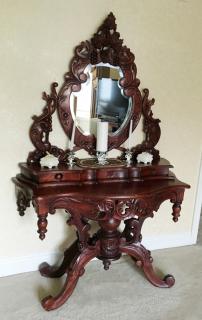 Appraisal: CARVED MAHOGANY BAROQUE VANITY CARVED MAHOGANY BAROQUE VANITY H L