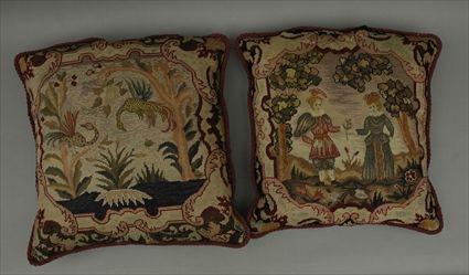 Appraisal: Pair of William and Mary-Style Needlepoint Cushions