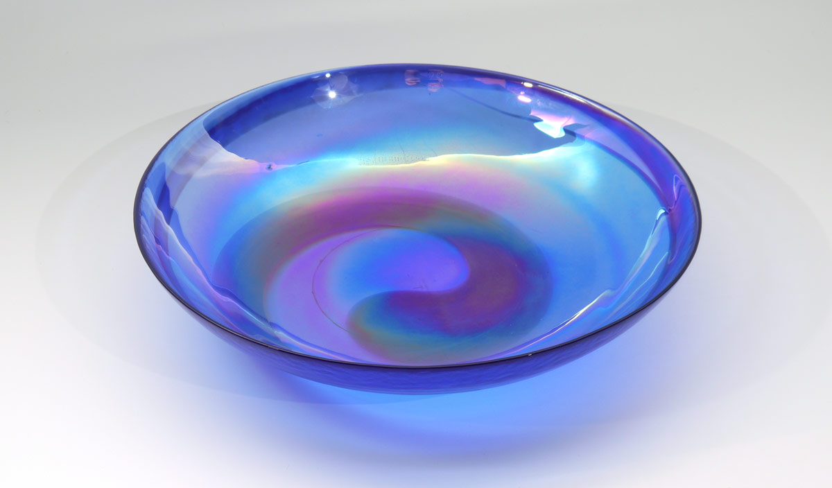 Appraisal: FERRO MURANO IRIDESCENT GLASS BOWL Iridescent blue with swirl design