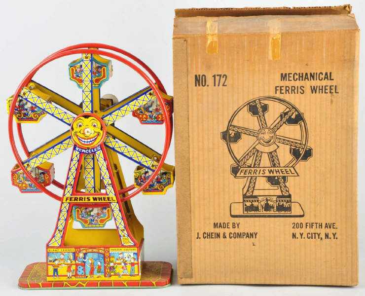 Appraisal: Tin Litho Chein Ferris Wheel Wind-Up Toy Description American Working