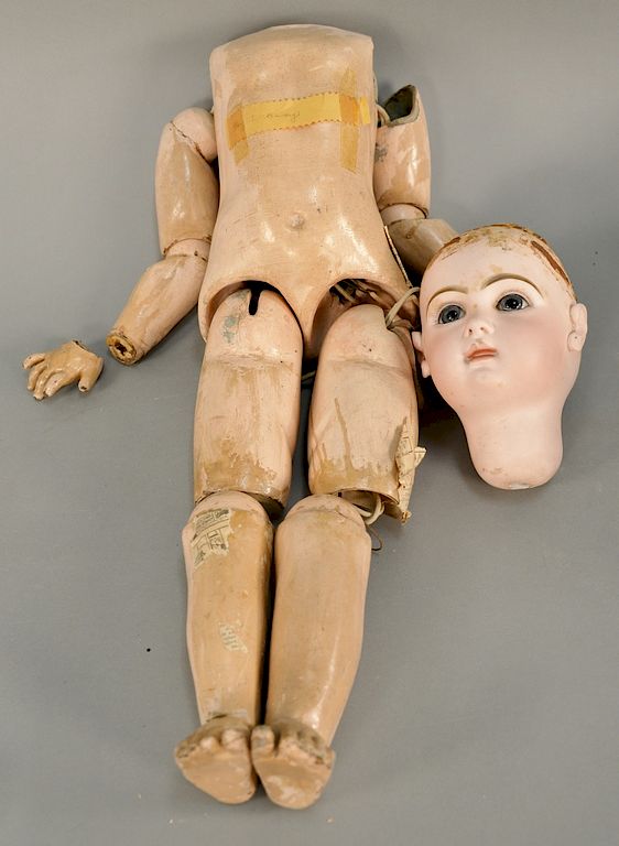 Appraisal: Jumeau bisque head doll with composition jointed body one hand