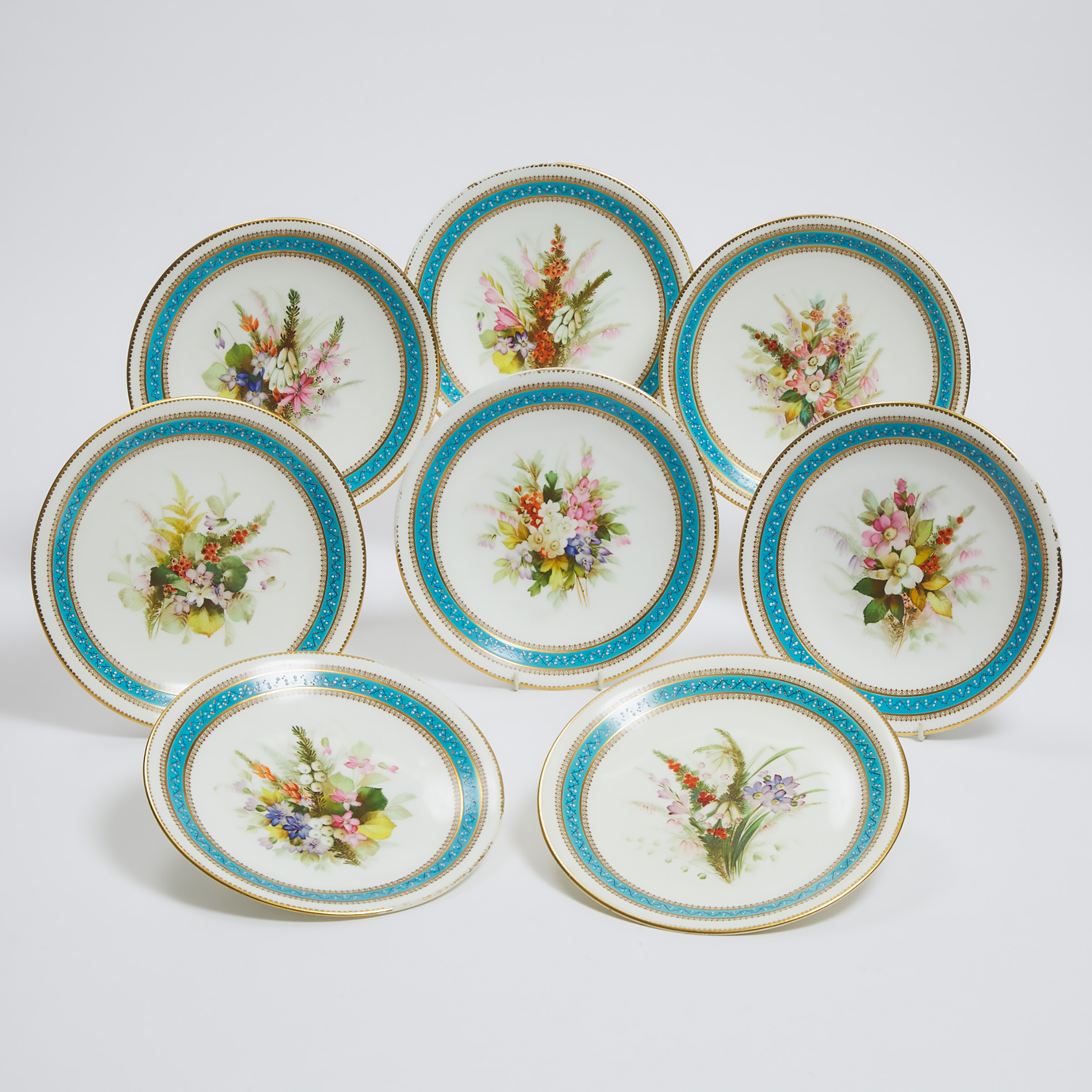 Appraisal: Eight Royal Worcester Botanical Plates c diameter in cm