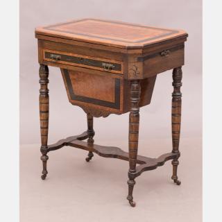 Appraisal: A Victorian Walnut Combination Game and Work Table th Century