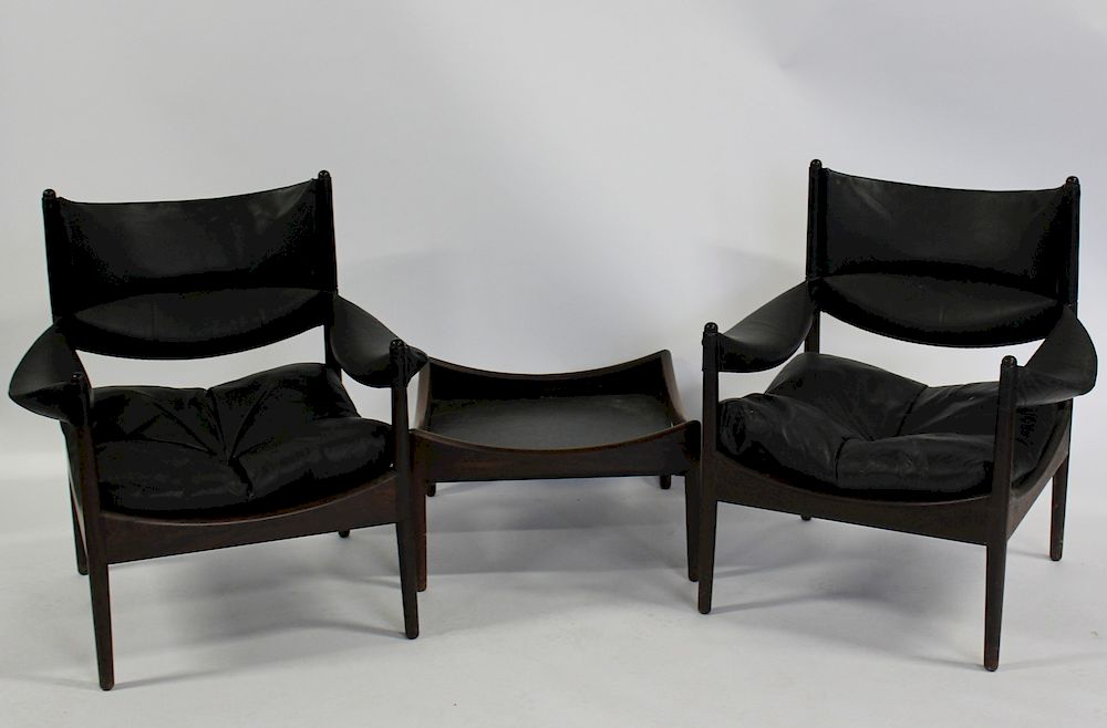 Appraisal: MIDCENTURY Kristian Vedel Rosewood Modus Chairs And a Slate Insert