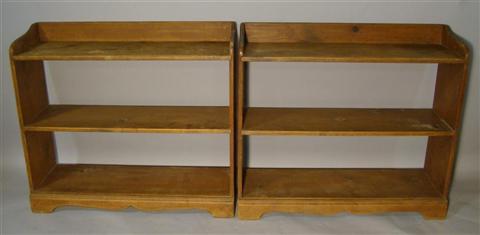 Appraisal: PAIR OF AMERICAN PINE BOOK SHELVES th century each rectangular